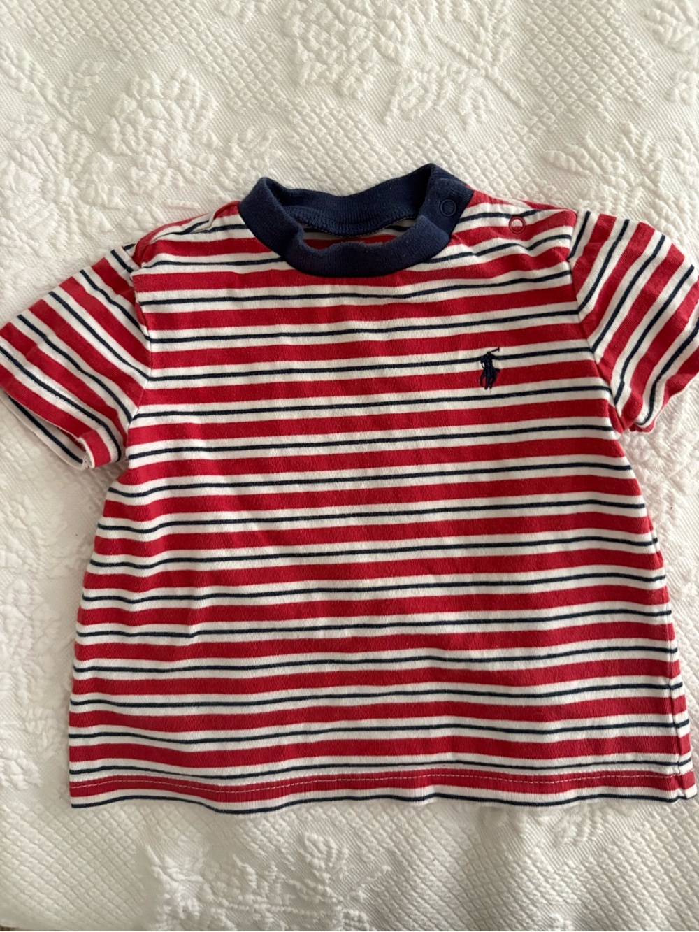 Ralph Lauren Red, White & Navy Striped Short Sleeve Tee